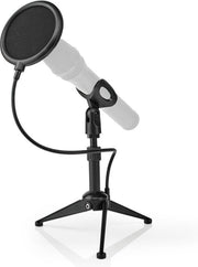 Microfoon-tafelstatief | Verstelbare hoogte | Pop-filter | 2 houders meegeleverd | Zwart