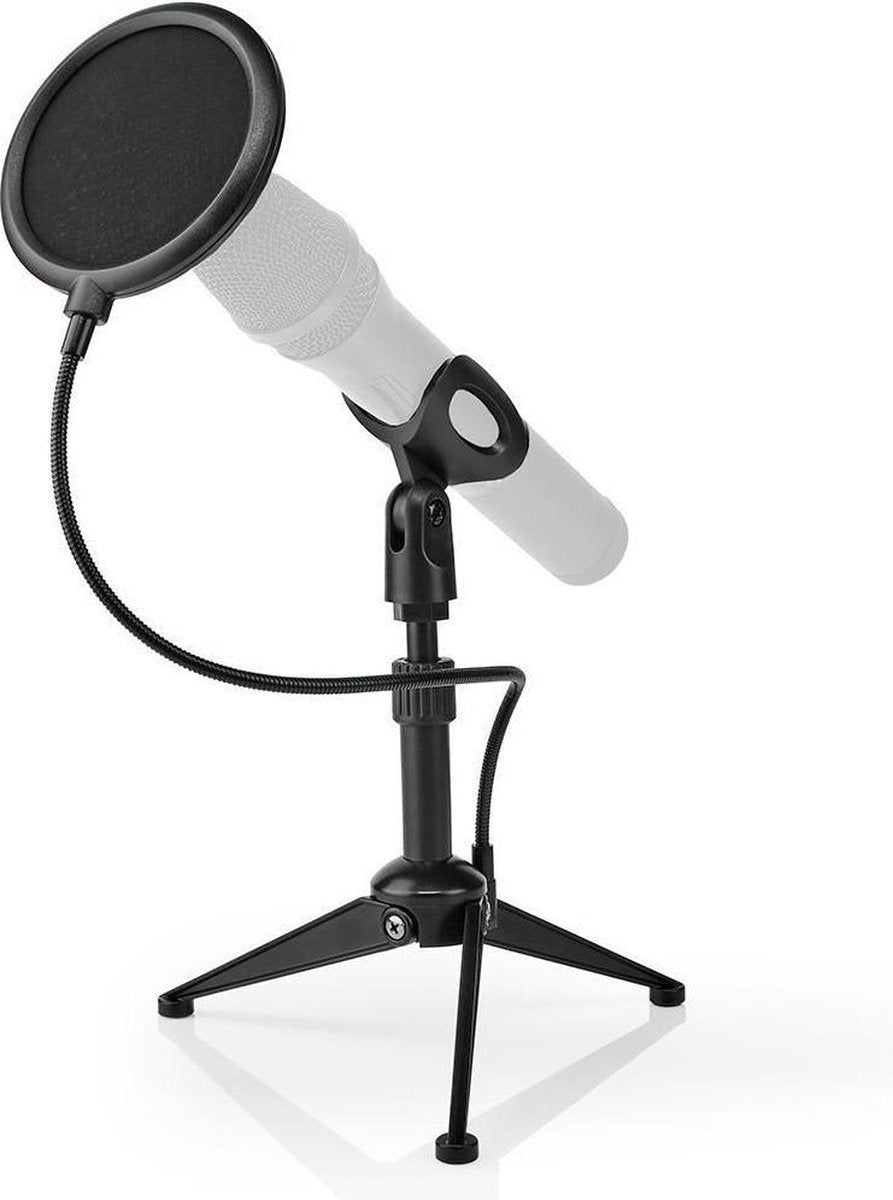 Microfoon-tafelstatief | Verstelbare hoogte | Pop-filter | 2 houders meegeleverd | Zwart
