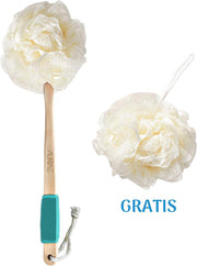 Loofah Badborstel met Steel Inclusief Extra Douche Spons Badspons Rugborstel - Massage Borstel - Douche Borstel - AURAE