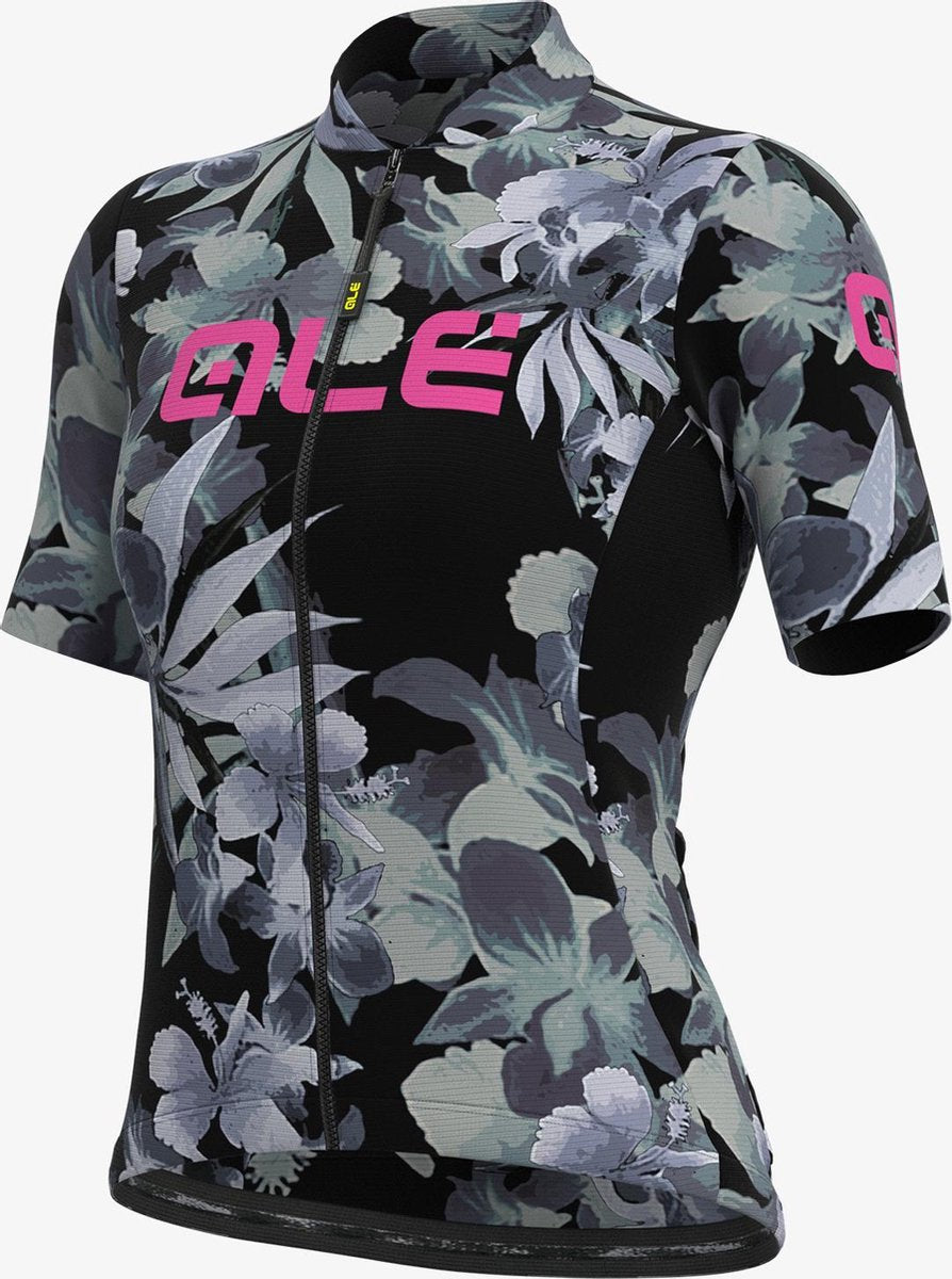 Ale Dames Fietsshirt Korte Mouwen Solid Bouquet - Zwart - XL - Valt klein