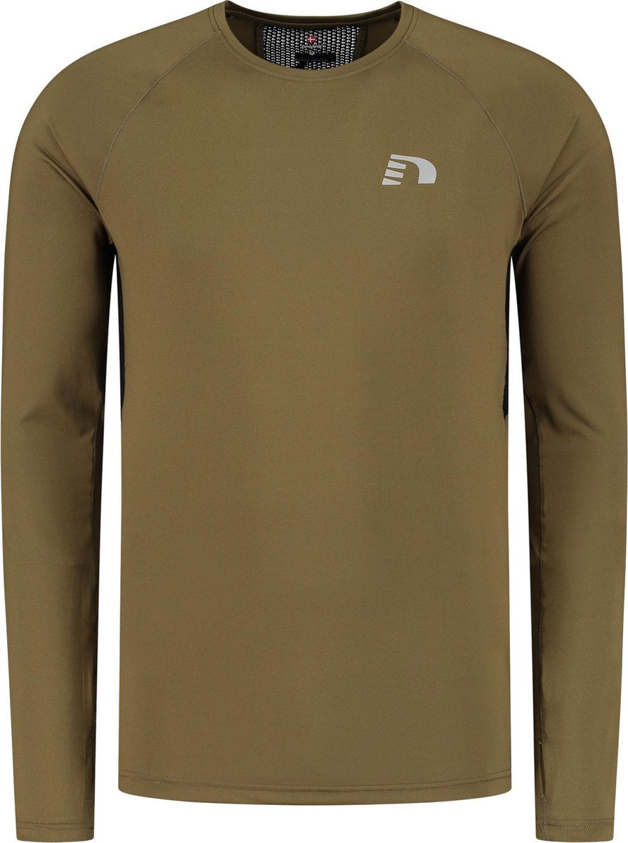 Newline Longsleeve  Sportshirt - Maat L  - Mannen - Olijfgroen/Zwart
