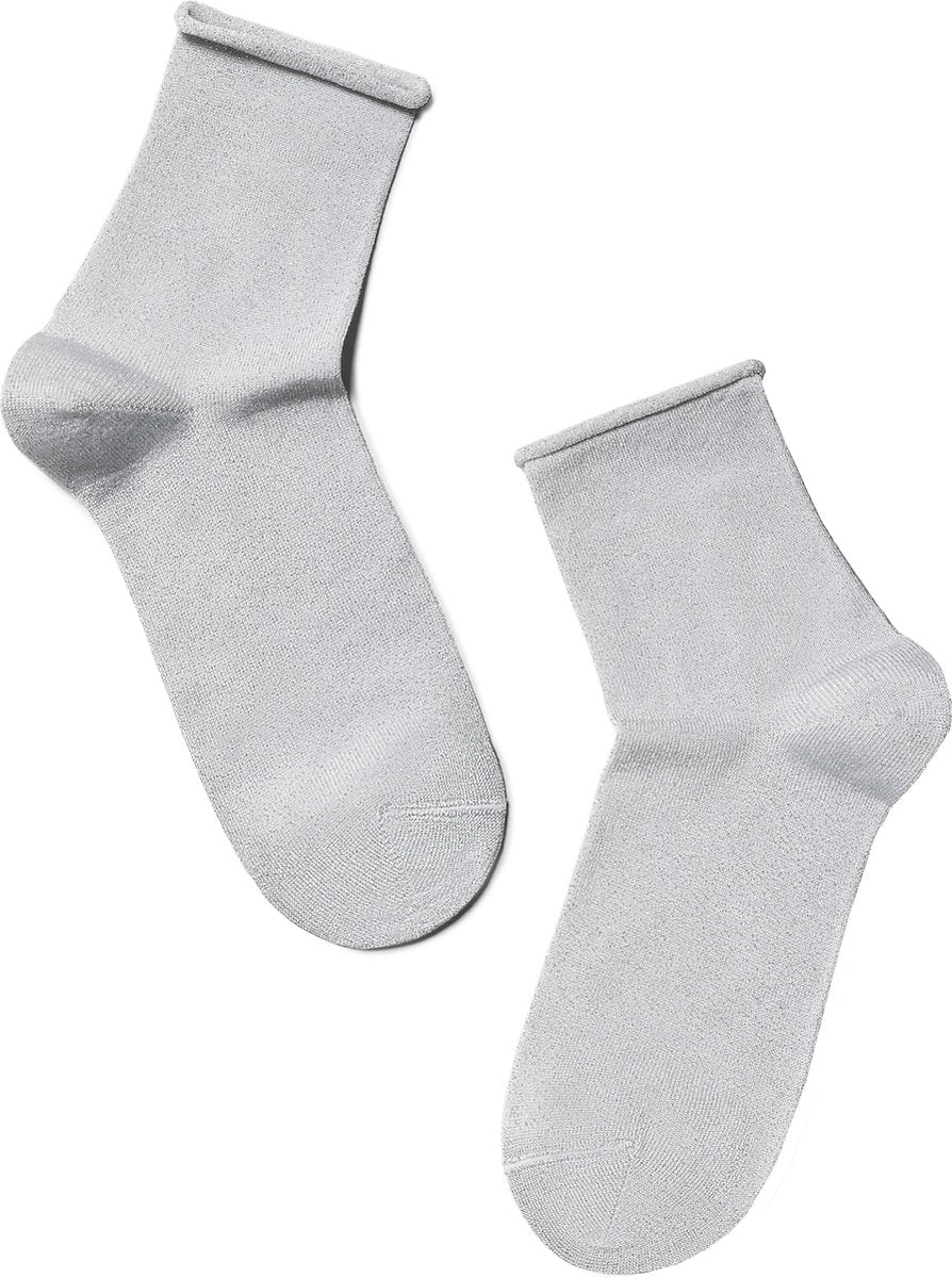 2-PAAR Glitter sokken opgerold boordje (geschenkset)