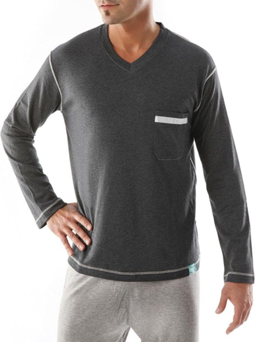 Eczeem pyjama’s - zijdezacht en verkoelend |  Pyama Shirt | Maat: L | Kleur: Donkergrijs | Zeer lange levensduur