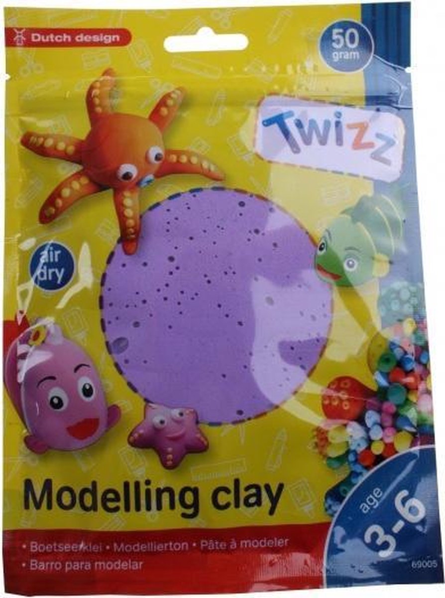 Twizz Boetseerklei 50 Gram Junior 13 X 14 Cm Paars
