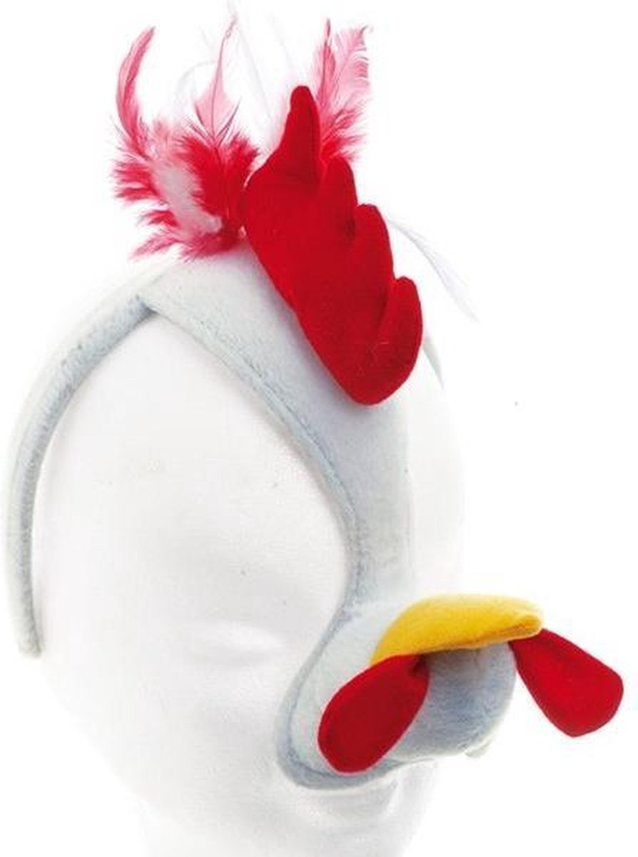 Dierenmasker haan met geluid op diadeem