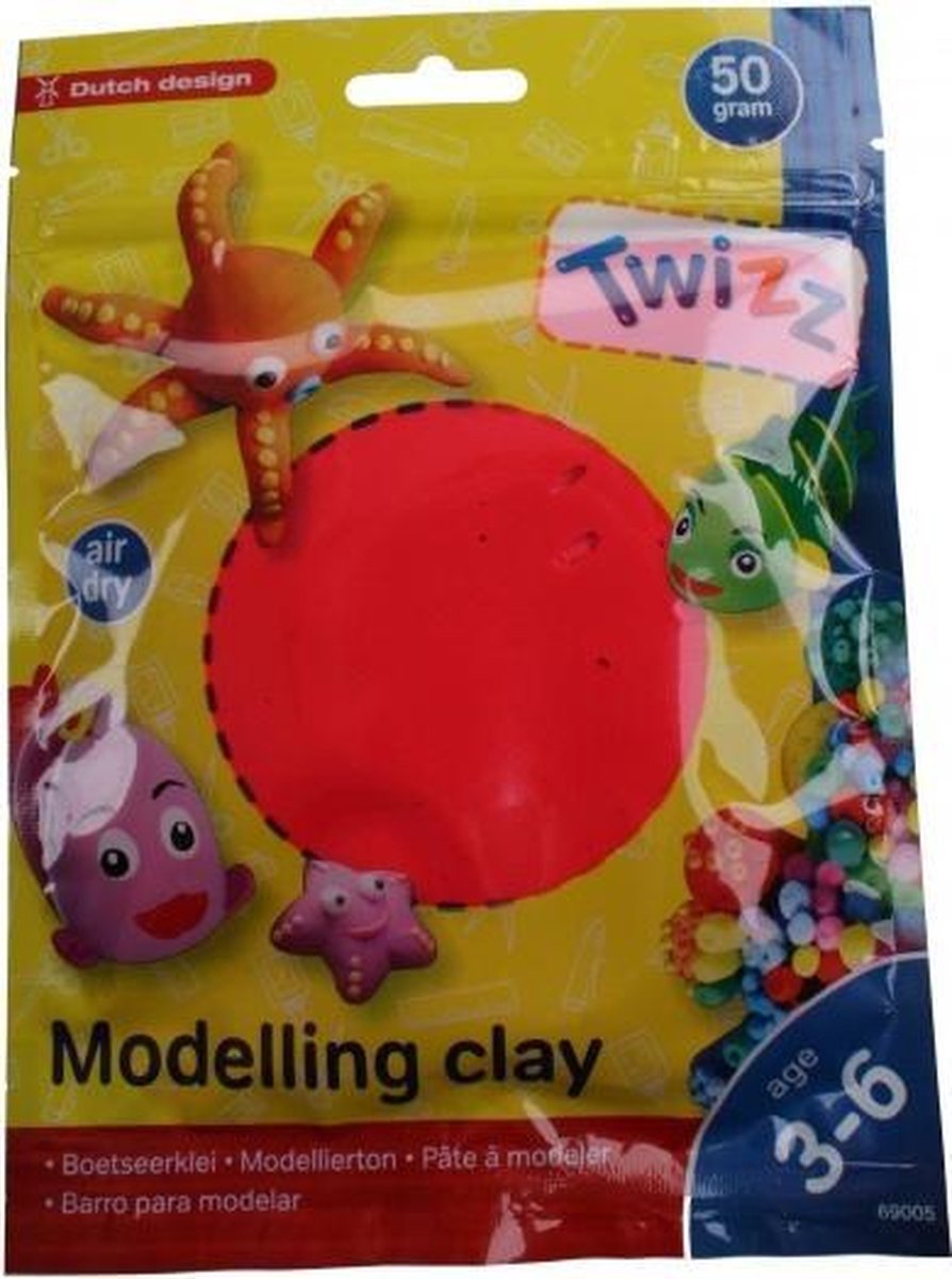 Twizz Boetseerklei 50 Gram Junior 13 X 14 Cm Rood