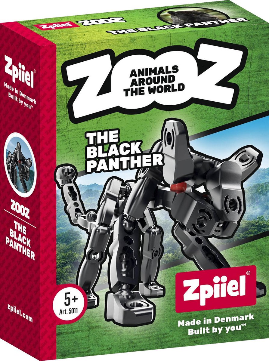 Zpiiel - ZooZ Black Panther - Constructiespeelgoed - Unieke bouwelementen met kogelgewrichten - Creatief spelen - Fijne motoriek