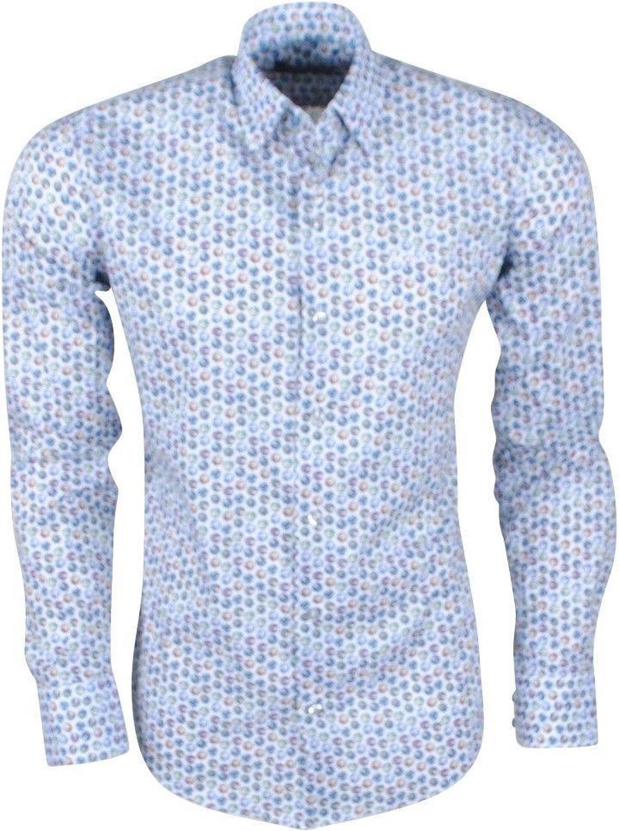Ferlucci Heren Overhemd met Mini Uil Design -  Calabria - Stretch -  Wit