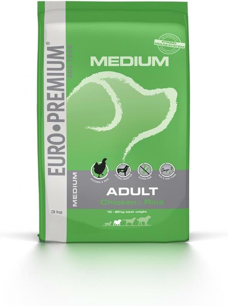4x Euro-Premium Medium Adult Kip en Rijst 3 kg