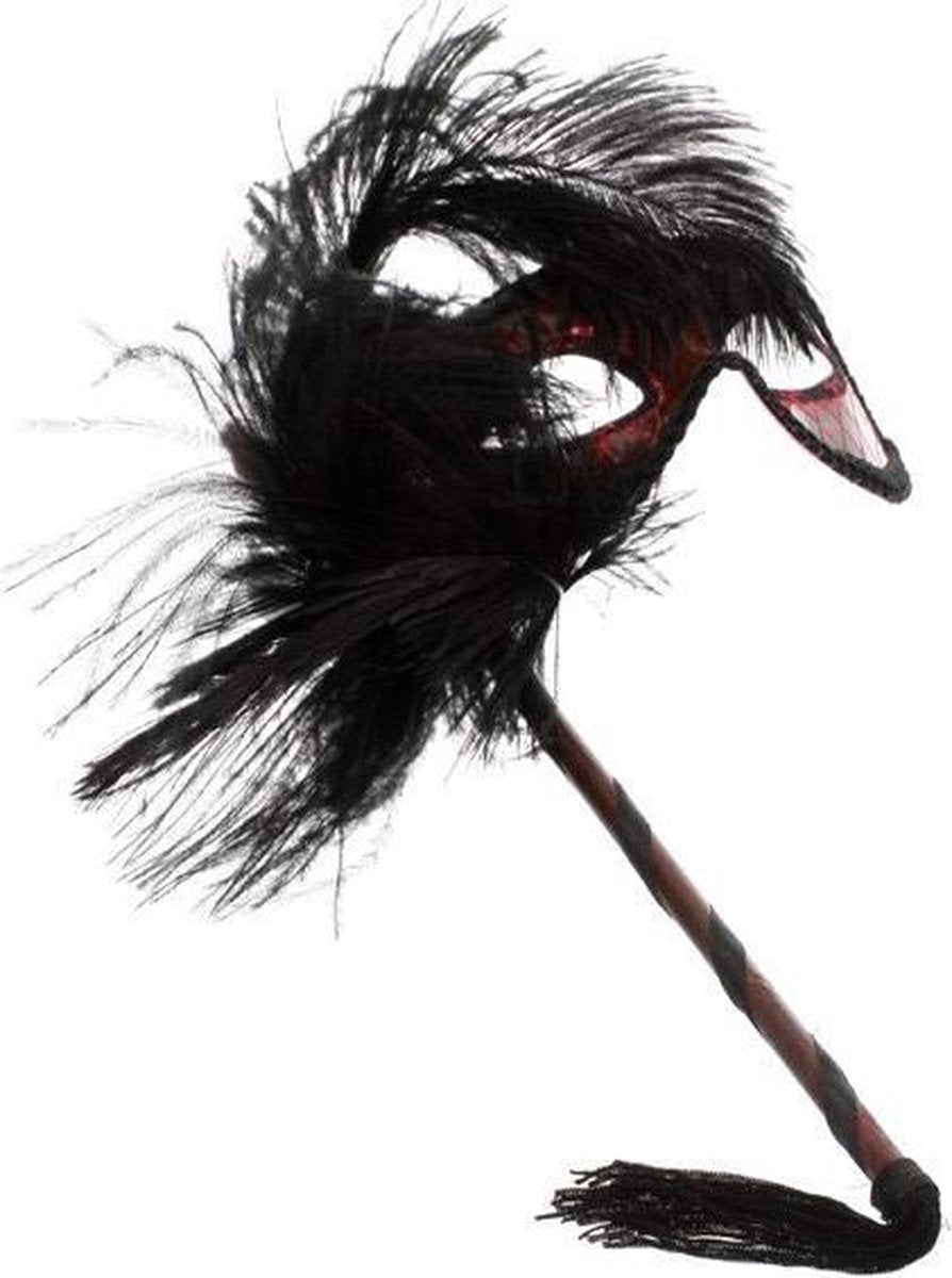 JJA - Zwart en rood halfmasker voor volwassenen - Maskers > Venetiaanse maskers