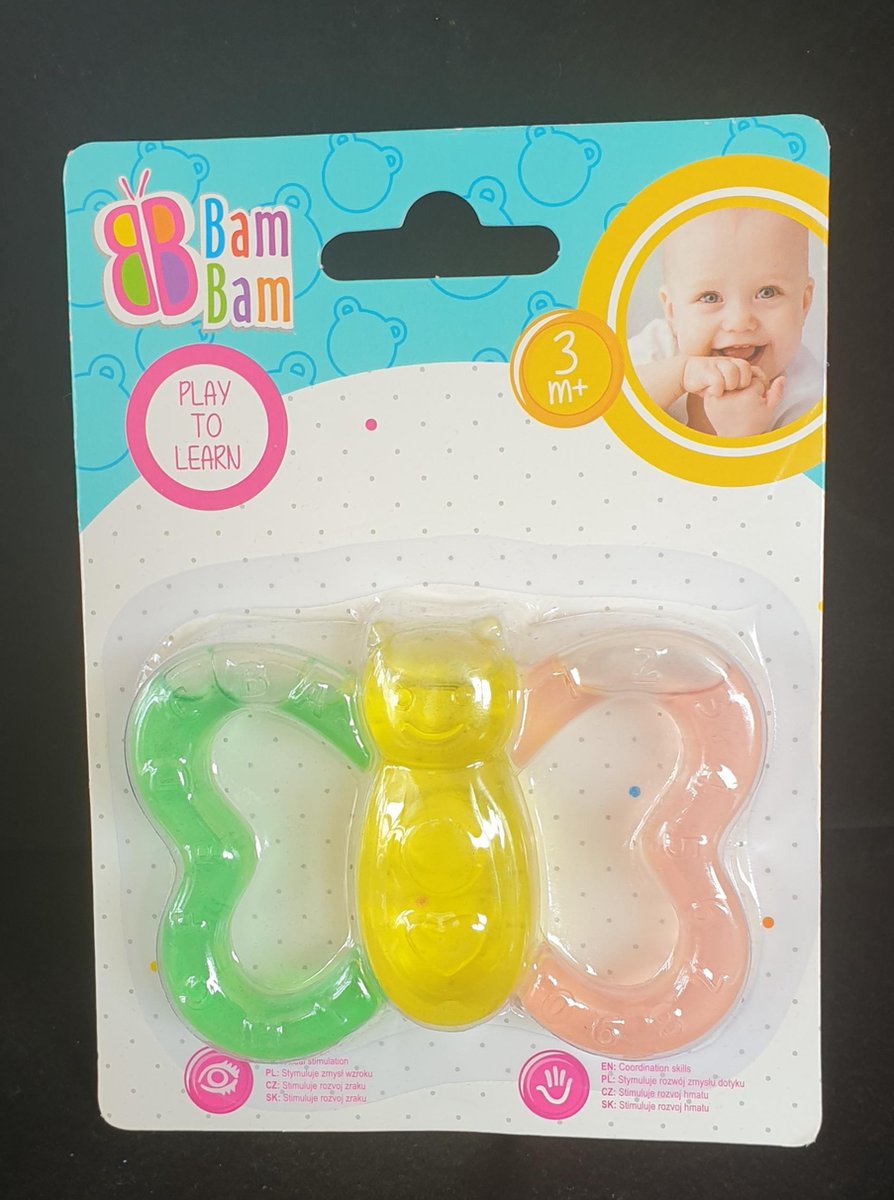 Bijtring Vlinder - Voor Doorkomende Baby Tandjes - Bijt Speelgoed - Tegen Tandvlees Pijn - Kraamcadeau - Zwangerschap - Vlinder - Bijtring