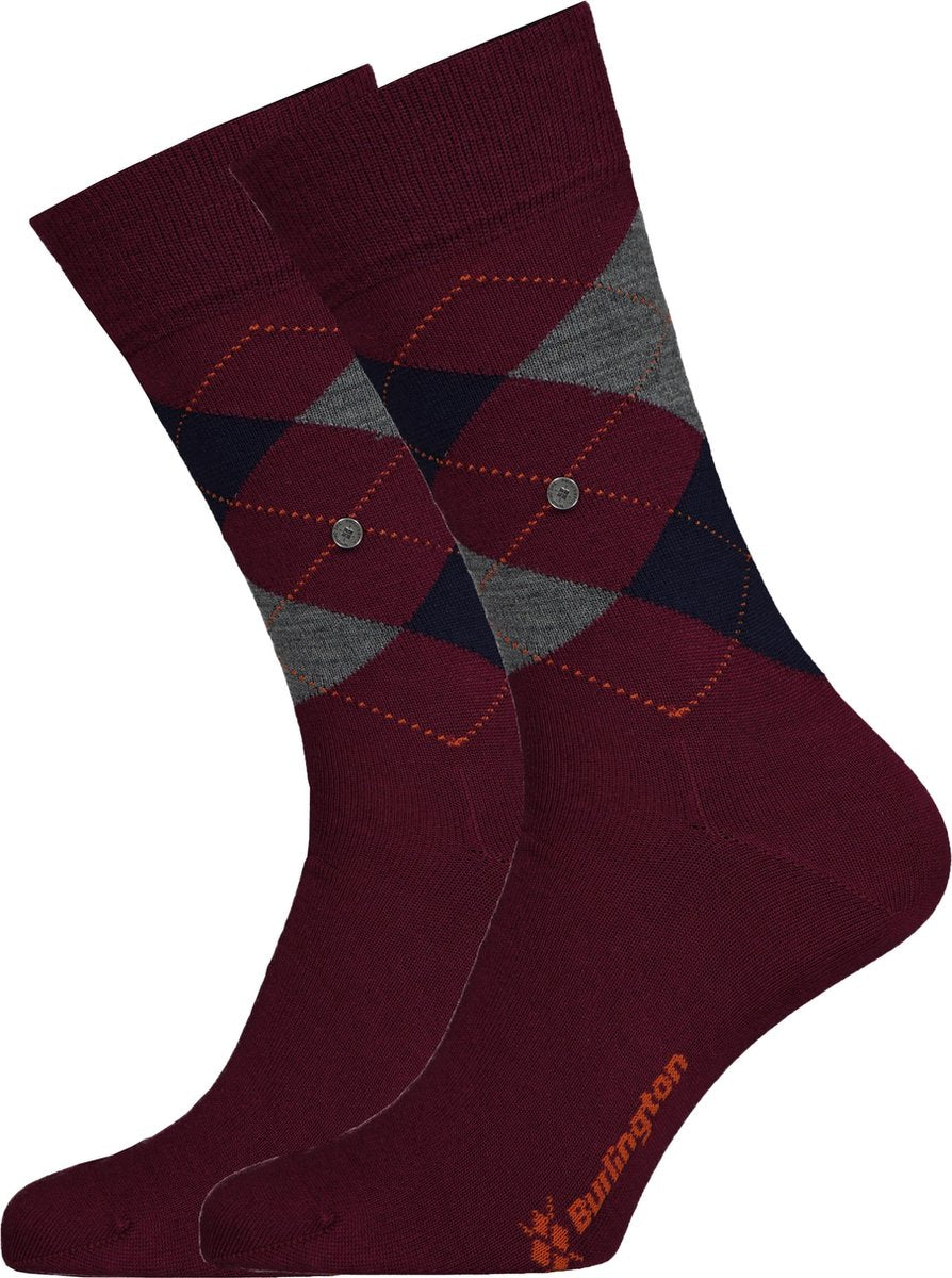 Burlington Edinburgh Heren Sokken - Bordeaux - Maat 40/46