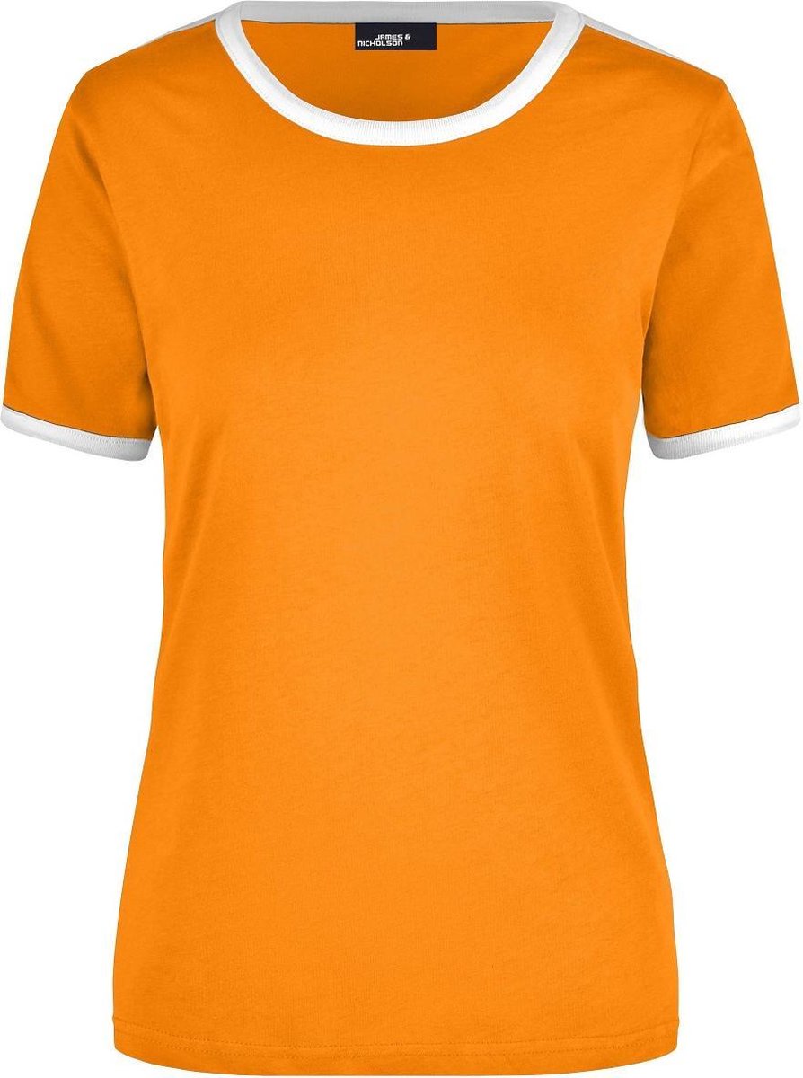 James and Nicholson - Dames T-Shirt (Oranje/Wit) Maat M - EK-WK-Olympische Spelen