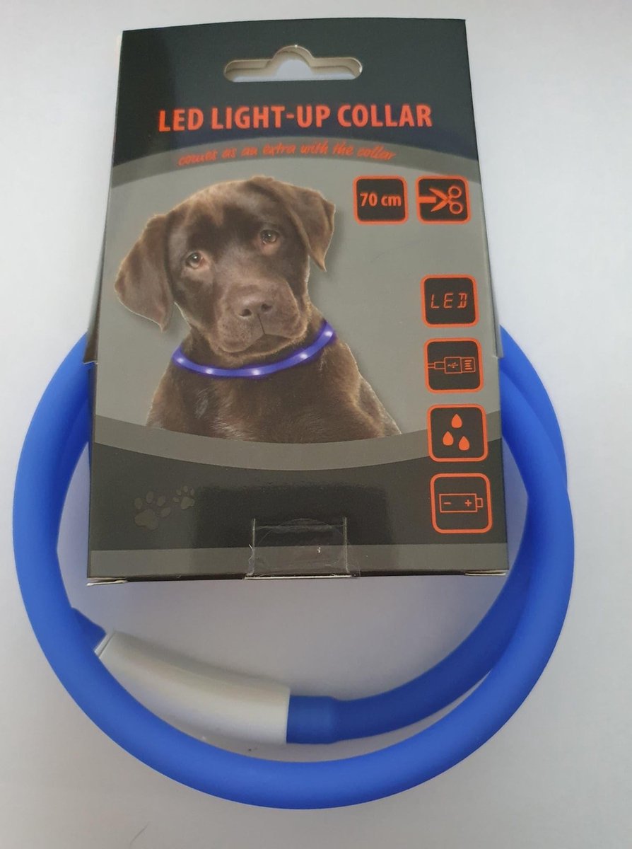 Ledlicht voor dieren - LED Halsband voor hond - Blauw verlichte leiband honden - Lichtgevende Halsband Hond - Honden uitlaatband - Oplaadbaar via USB - USB Halsband LED - honden licht veiligheidsband - honden led band