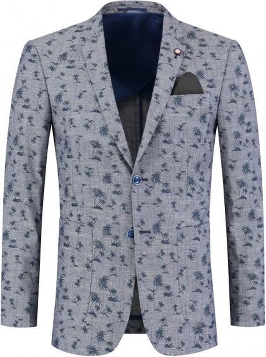 GENTS | Colbert Heren print palm blauwgrijs 0129 Maat 50