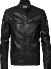 Petrol Industries - Heren Faux-leather bikerjack - Zwart - Maat S
