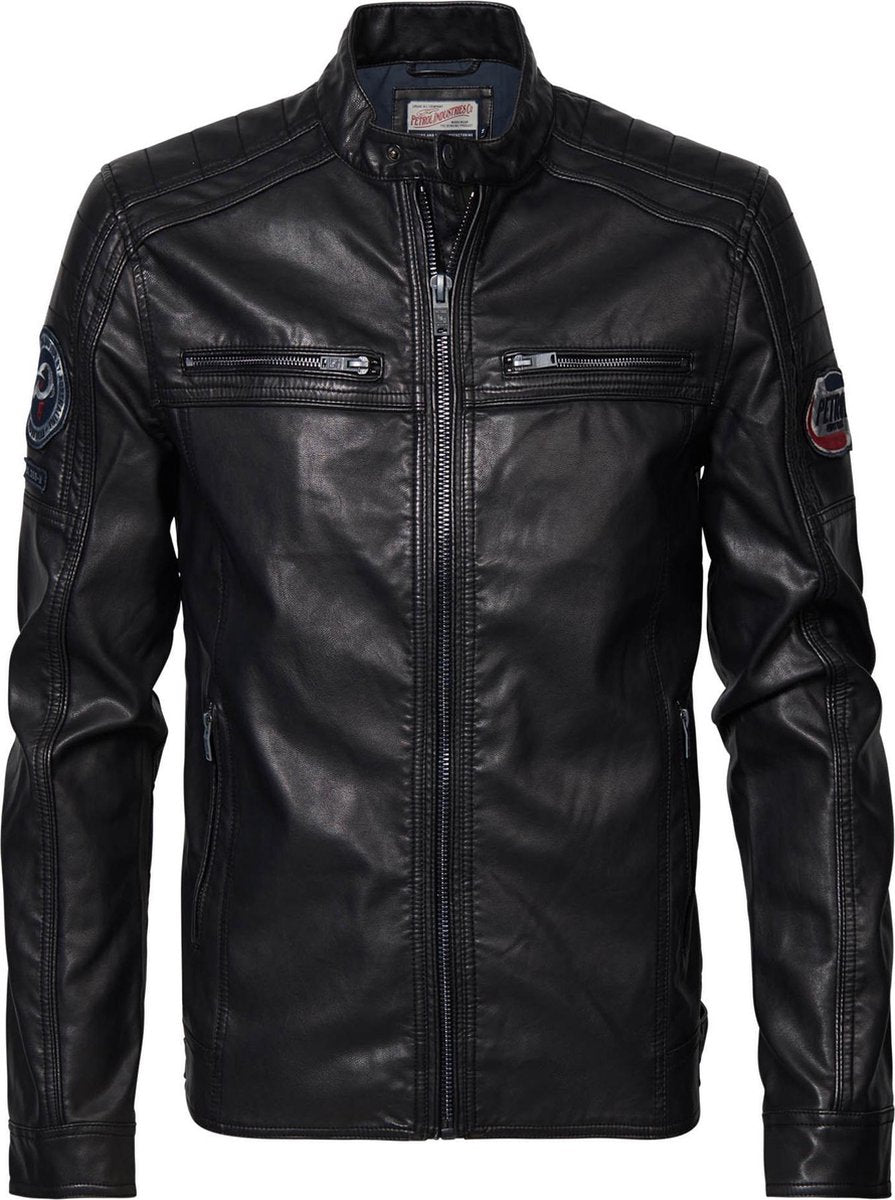 Petrol Industries - Heren Faux-leather bikerjack - Zwart - Maat S