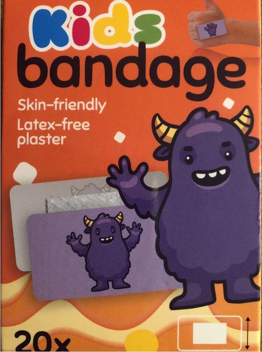 pleisters kinderpleisters met het paarse monstertje - Latexvrij Beschermt tegen vocht en vuil Waterproof
