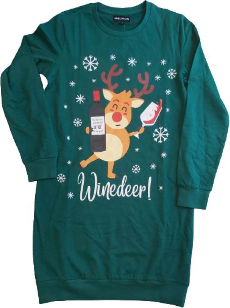 Kerst sweatdress Winedeer maat M