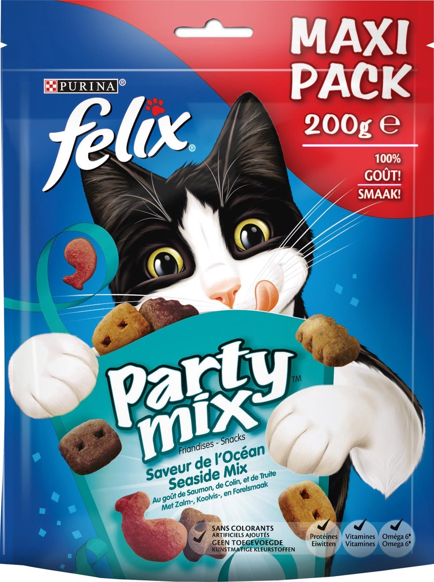 Felix Party Mix - Kattensnacks Seaside Mix  - 5 x 200 g
