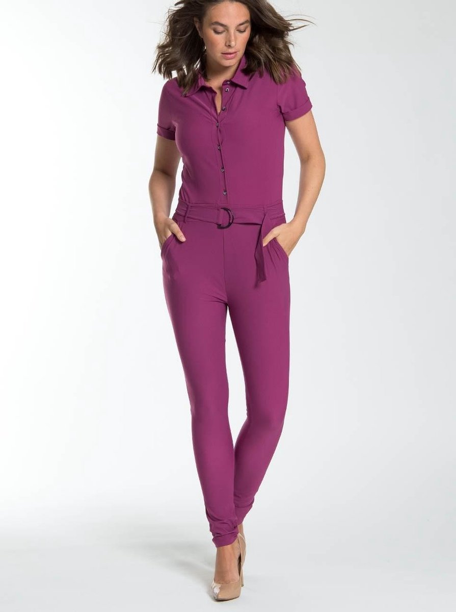 Paarse Jumpsuit van Je m'appelle - Dames - Travelstof - Maat XS - 1 maat beschikbaar