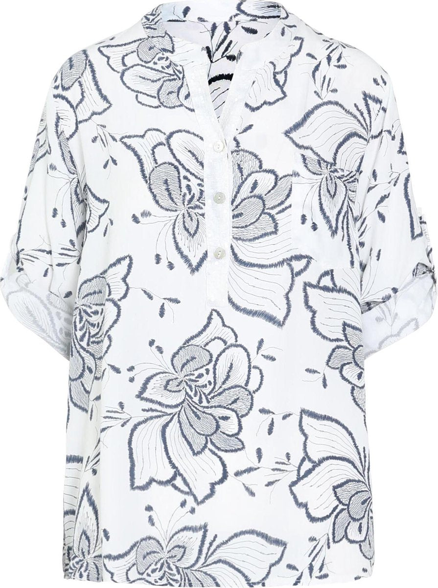 Cassis - Blouse in viscose met bloemenprint - Wit
