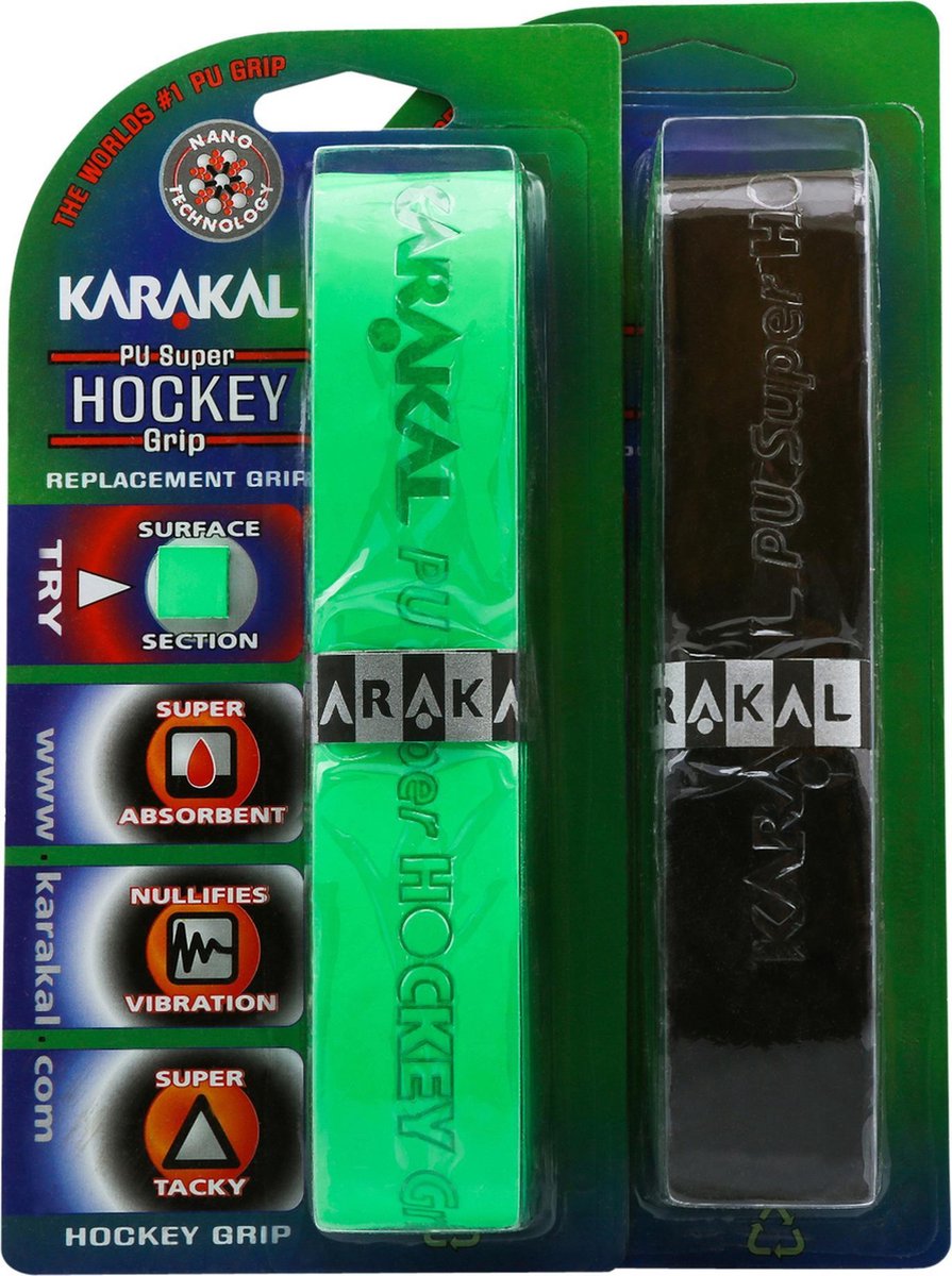 karakal grips - 2 stuks - zwart en felgroen