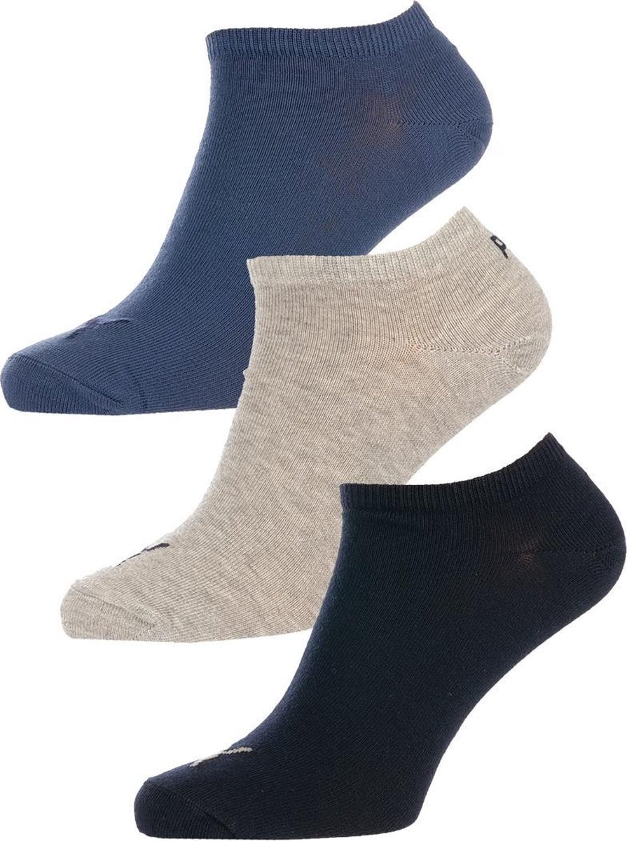 Puma - 3-pack Sokken Invisible Navy Blauw / Grijs Melange / Blauw - Unisex - 47-49