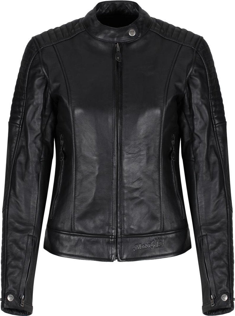 Motogirl Valerie leder dames motorjack - leren motorjas voor vrouwen - Zwart - Maat S