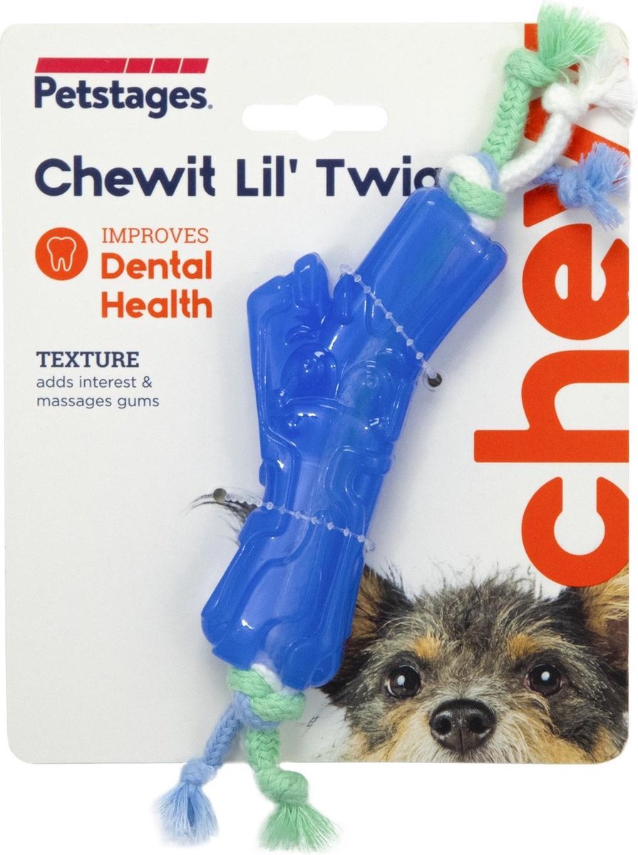 Petstages Orka Chewit Lil' Twig - Hondenspeelgoed - 21x4.5x1.5 cm 120 g Mintgroen Blauw