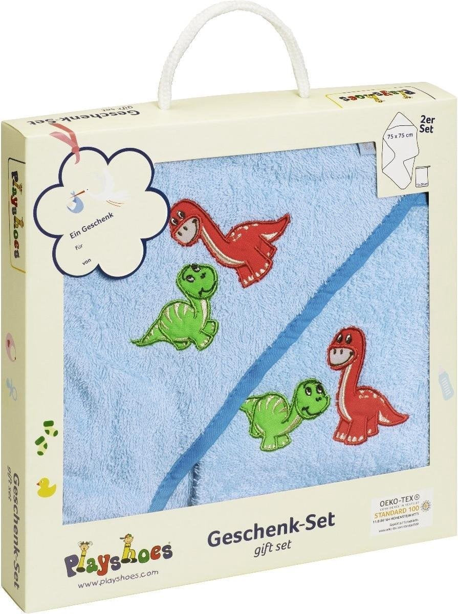 Playshoes badcape cadeauset dino blauw