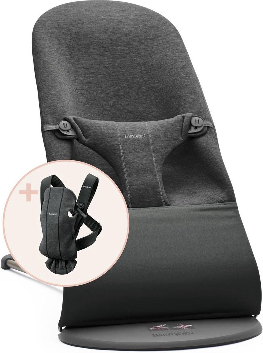 BABYBJÖRN Wipstoel Bliss Bundle - Houtskoolgrijs 3D Jersey incl Draagzak Mini Houtskoolgrijs 3D Jersey