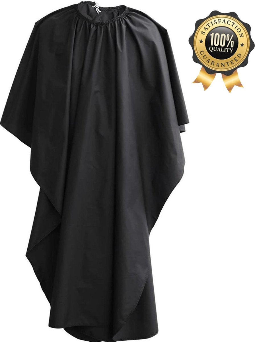 Needum ® Kapmantel – Kappersmantel – Waterbestendige Kapperscape – Geschikt voor Haren Knippen/Wassen/Verzorgen/Verven – Thuis of Salon - Voor Volwassenen en Kinderen – 140 x 120 cm – Unisex – Man/Vrouw - Zwart