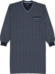Gotzburg heren nachthemd - blauw met lichtblauw en wit dessin -  Maat: 3XL