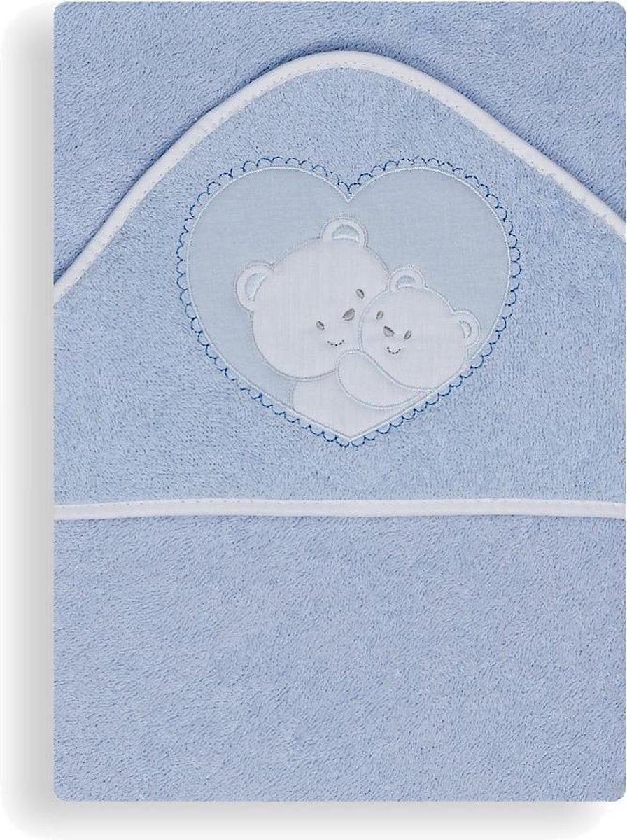 Interbaby Badcape Hartje Junior 100 Cm Katoen Blauw