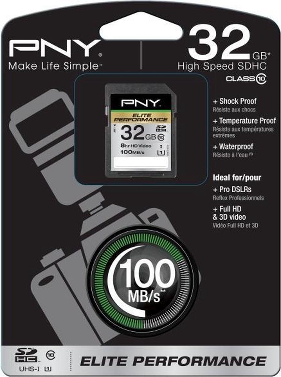 PNY flashgeheugens 32GB SDHC