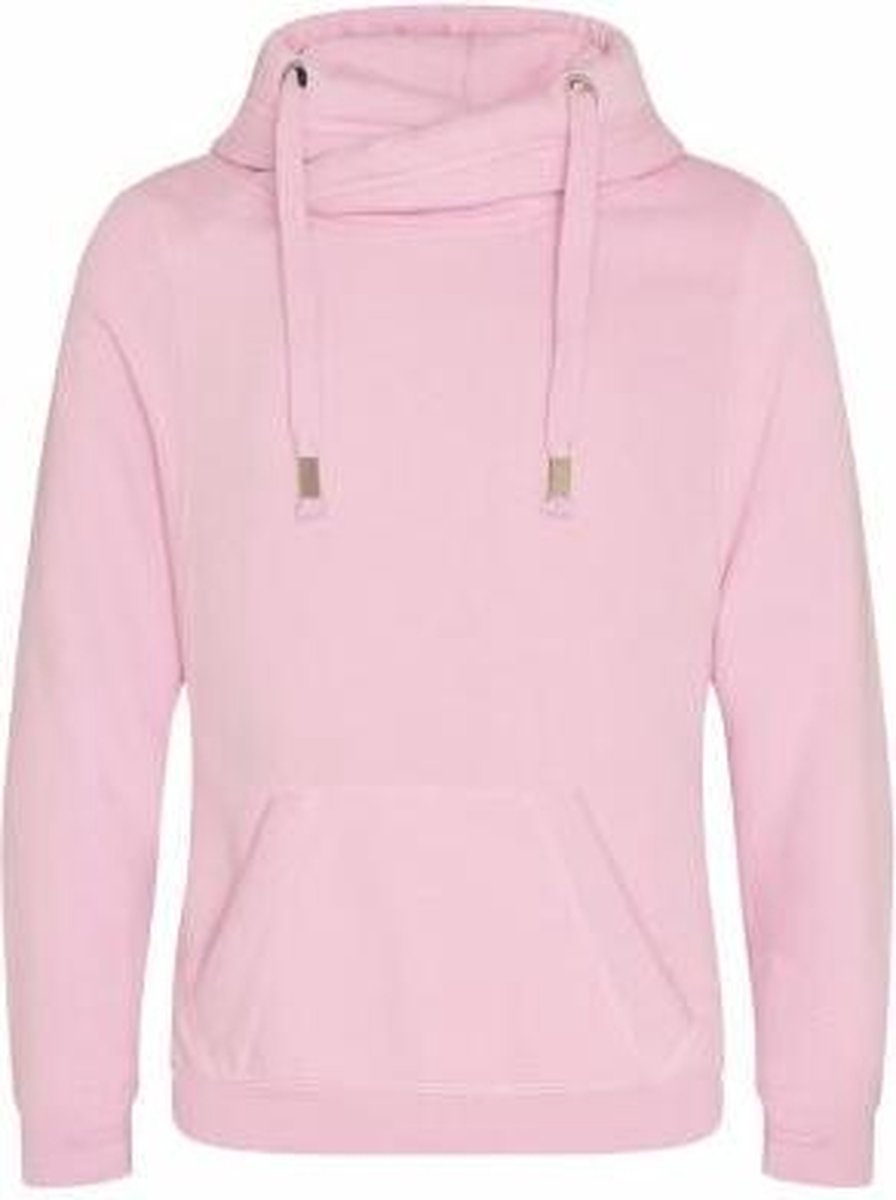 Cross Neck Hoodie  Unisex  Normal fit Baby Pink maat L