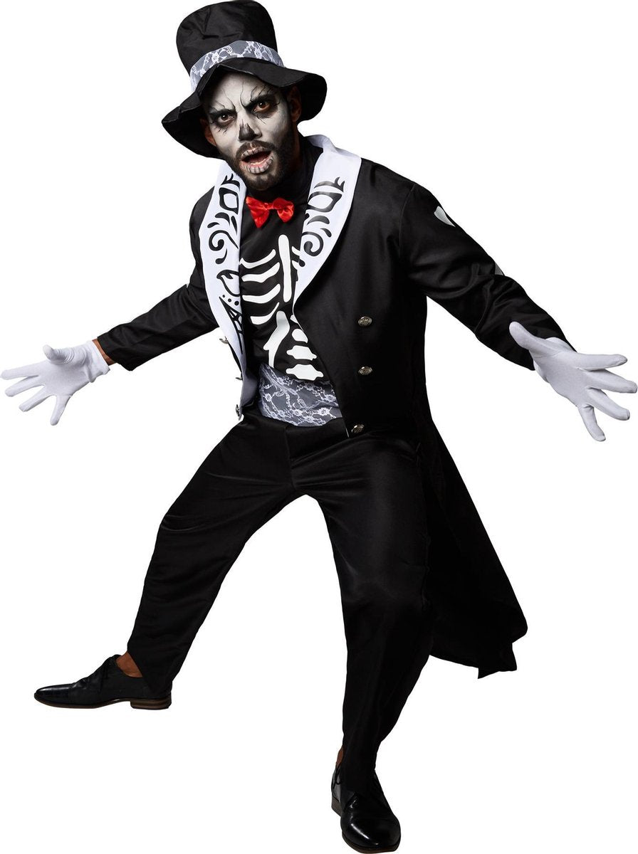 dressforfun - Griezelige gentleman M  - verkleedkleding kostuum halloween verkleden feestkleding carnavalskleding carnaval feestkledij partykleding - 302021