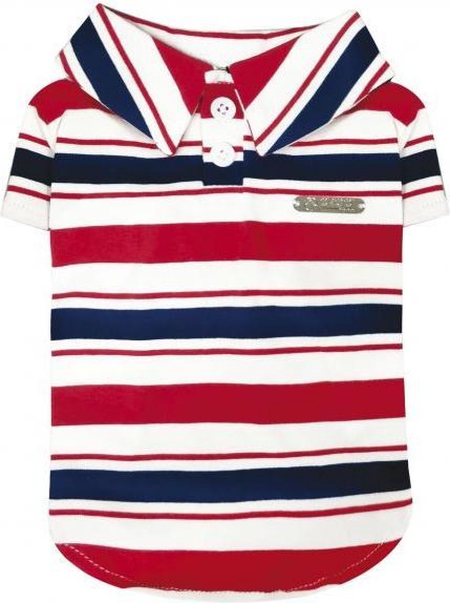 Croci t-shirt hond dylan gestreept rood / wit / donkerblauw 35 cm