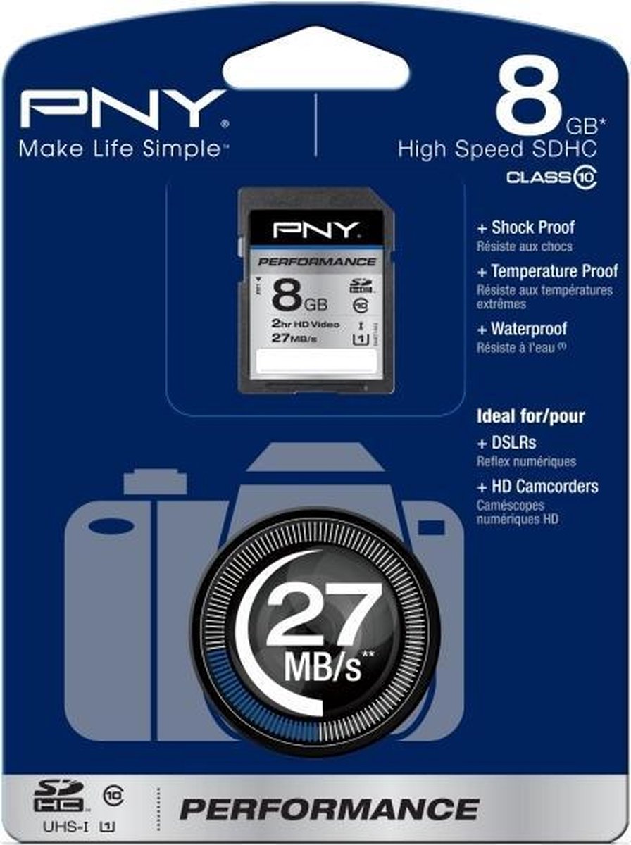 PNY flashgeheugens 8GB SDHC