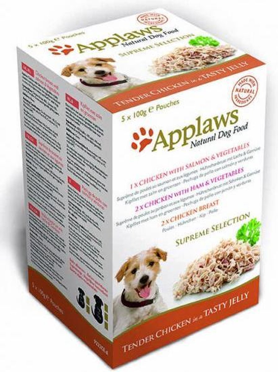 Applaws dog pouches multipack jelly supreme hondenvoer 5x100 gr