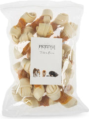 Petstyleliving - Wit geknoopt bot met kip 10-11cm - 20 stuks - Hondensnack
