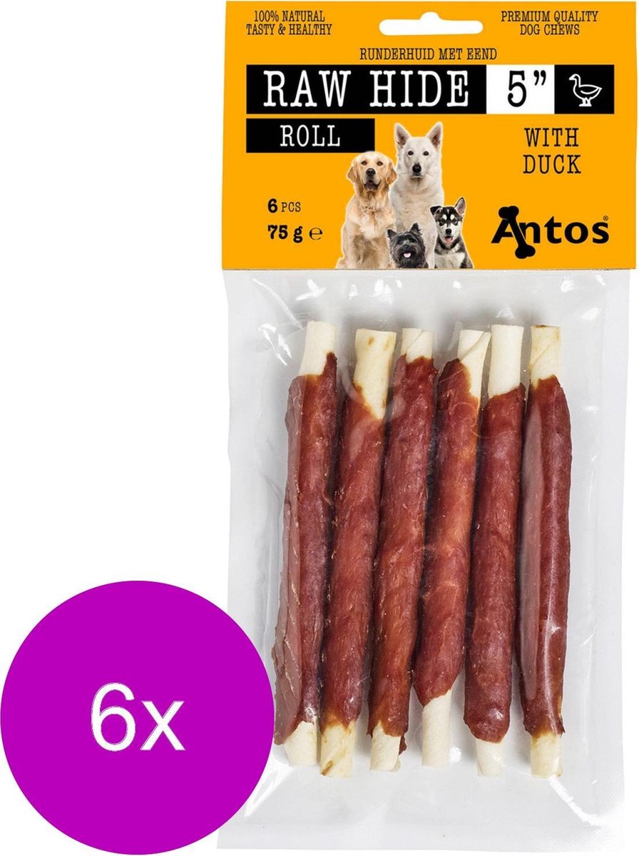 Antos Runderhuid Met Eend Rol Eend&Rund - Hondensnacks - 6 x 75 g