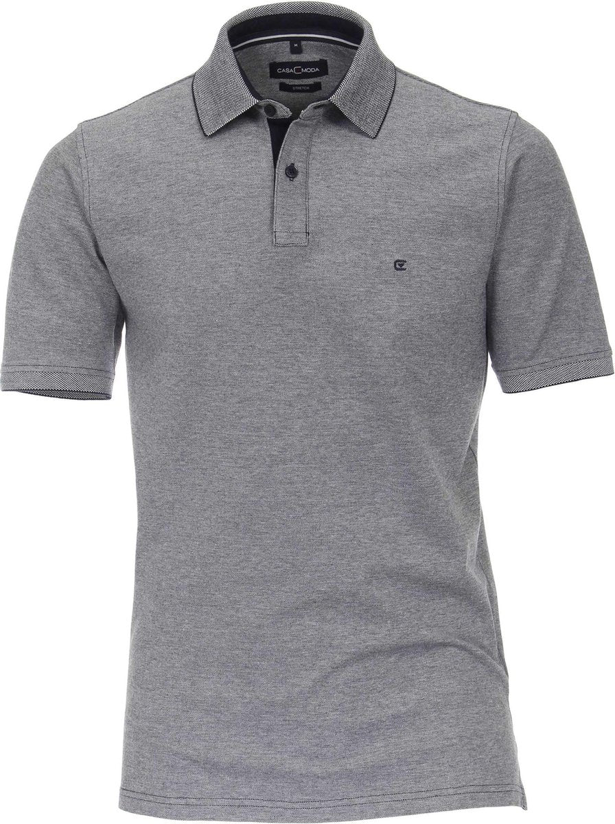 CASA MODA comfort fit poloshirt - stretch - blauw melange -  Maat: 6XL