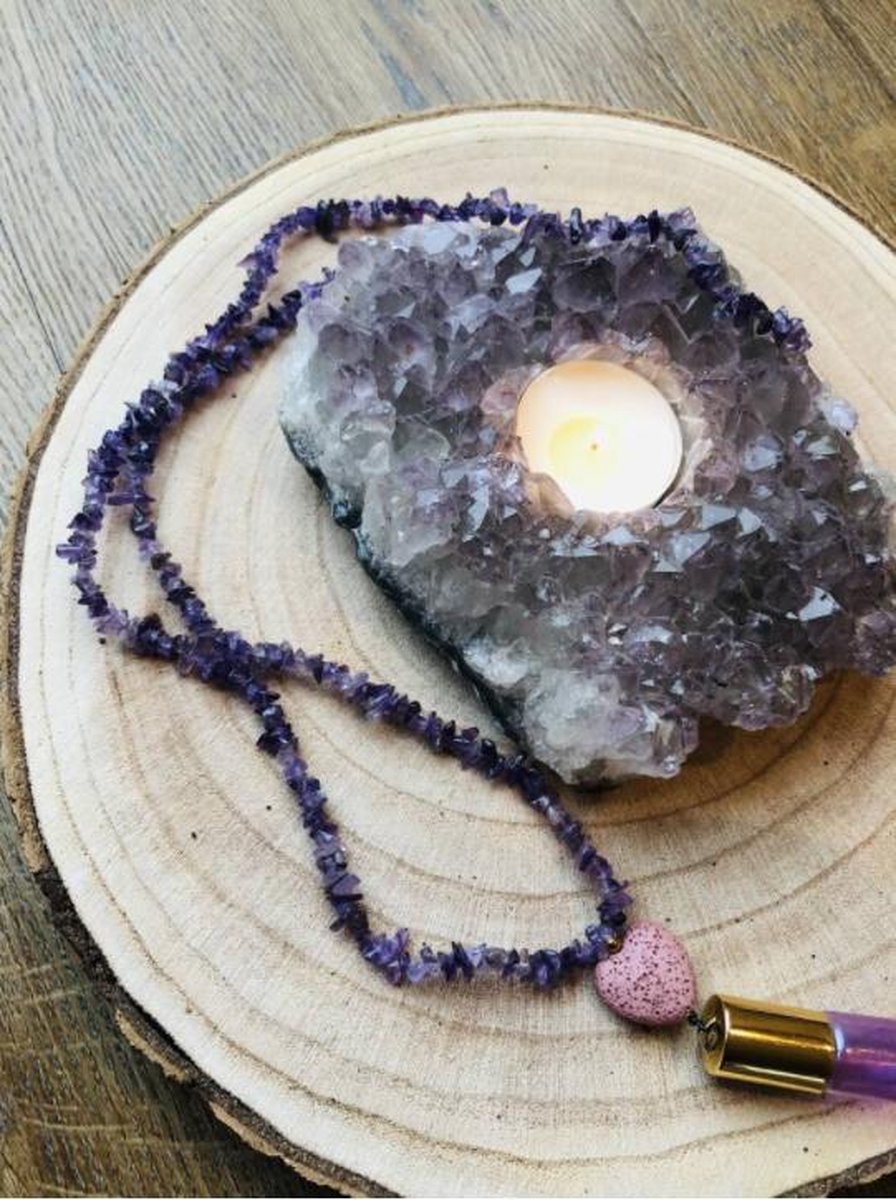 Roll-on ketting voor essentiële olie - Amethist
