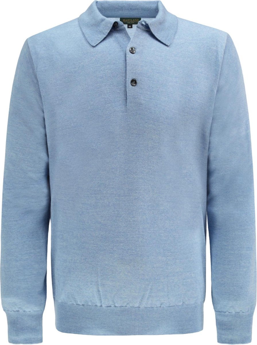 The English Hatter Mannen Maryland Polo Trui Blauw Merinowol Maat: m