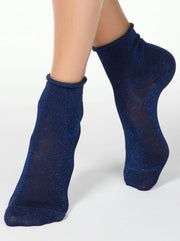 2-PAAR Glitter sokken opgerold boordje (geschenkset)