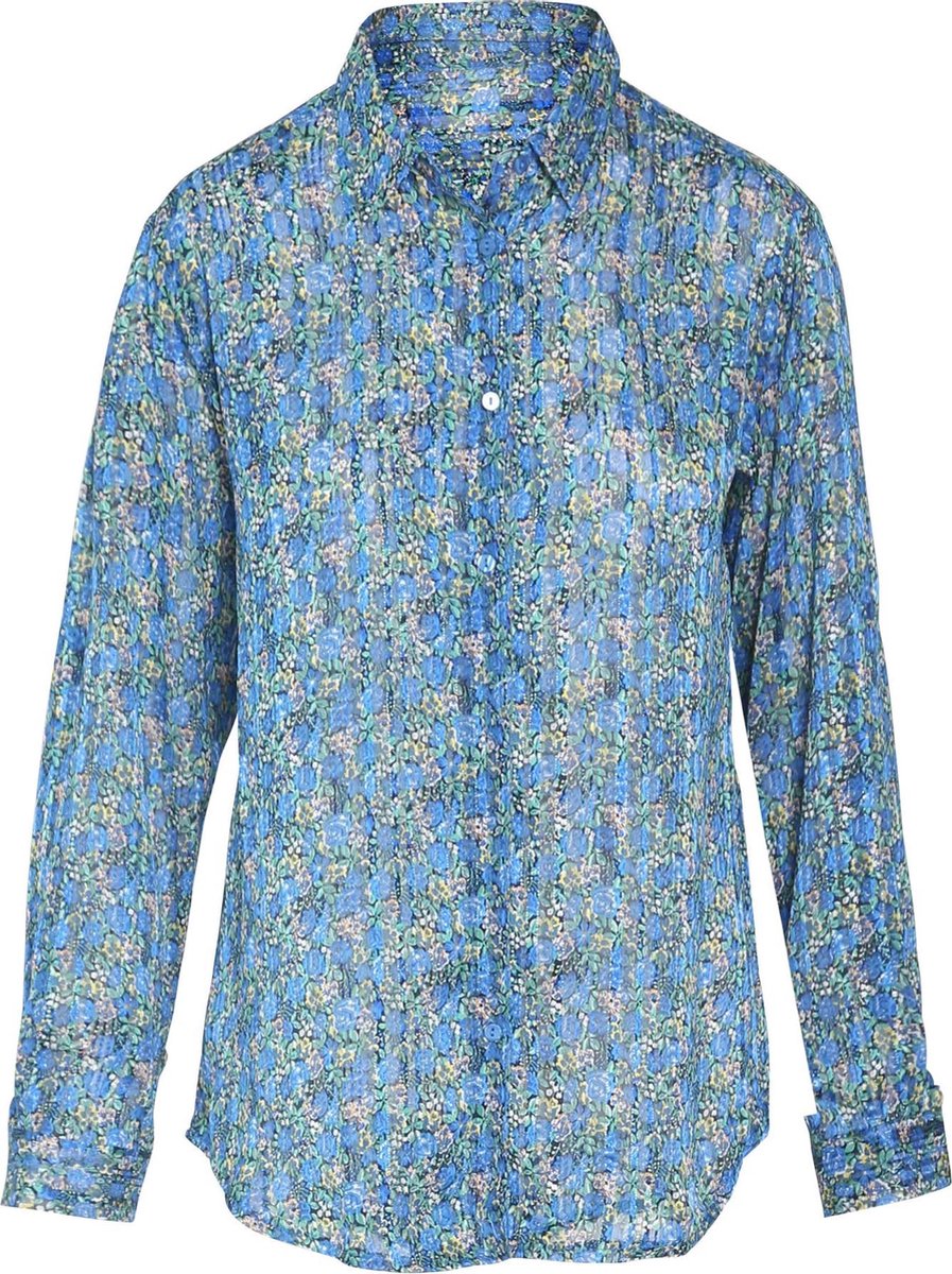 Cassis - Blouse met bloemenprint - Koningsblauw