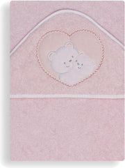 Interbaby Badcape Hartje Junior 100 Cm Katoen Roze