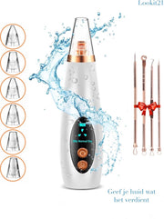 Blackhead Remover - Gezichtreiniger - Vacuüm Mee Eter Verwijderaar – 3 Snelheden – Puisten Verwijderaar – Blackhead Remover Vacuüm – Mee Eters Verwijderen Vacuüm – Pore Vacuüm Cleaner – Poriën Reiniger – 6 Opzetstukken – Incl. Comedonenlepel Set